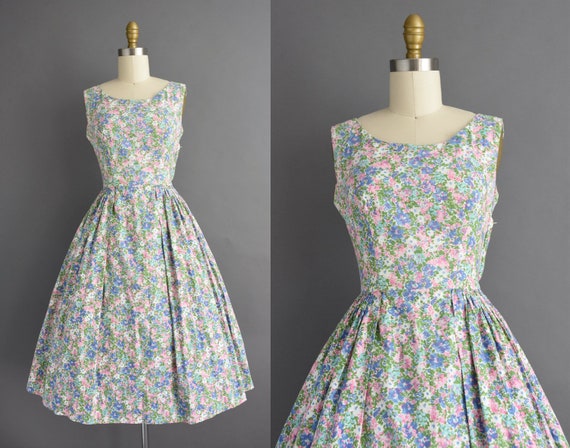 vintage 1950s | Gorgeous Pastel Floral Print Full