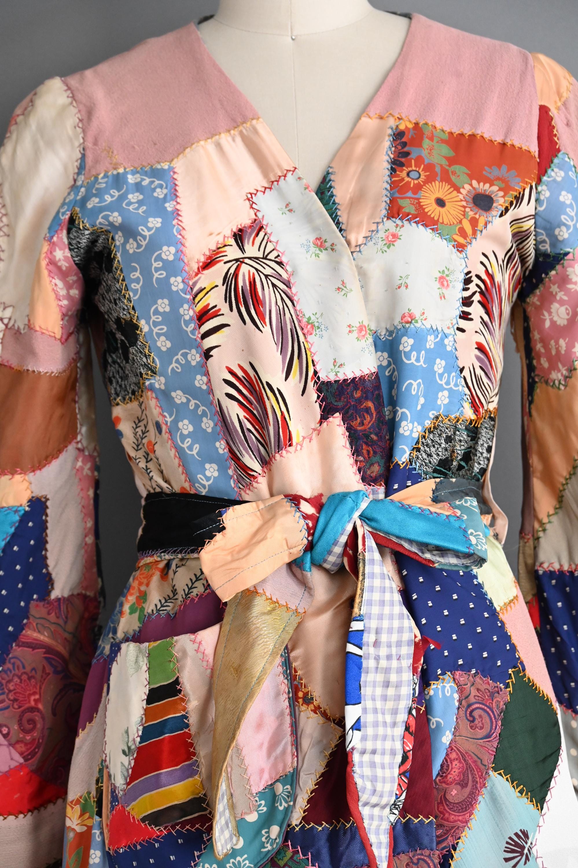 Quilt Robe Antique 1930s Quilt Robe | Outstanding Antique Crazy Quilt Dressing ...