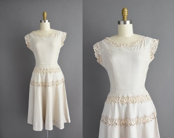 vintage 1950s | Caryle Bridesmaid Cocktail Party Wedding Dress | XS Small |