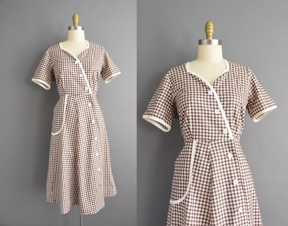 vintage 1950s | Princess Peggy Brown Gingham Print