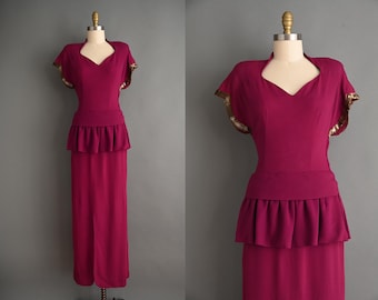 vintage 1940s Dress | Designer Jourdelle Of Hollywood Rayon Cocktail Dress | Medium