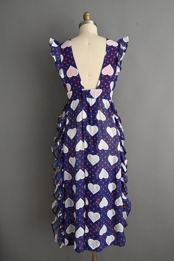 vintage 1960s Dress | Vintage Heart Print Ruffle … - image 8
