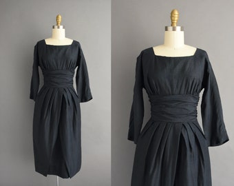 vintage 1950s Silk Dress | Small |