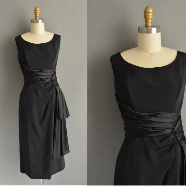 50s saucy black vintage cocktail dress. vintage 1950s dress
