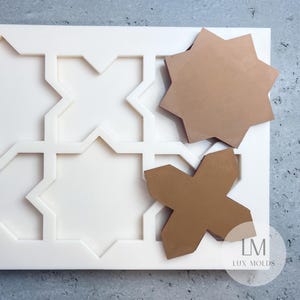 Star and Cross Concrete Tile Mold: 6x6 & 4x4 Inch DIY Cement Tiles