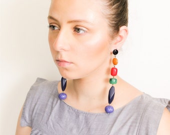 Long Earrings Statement, Shoulder Duster Earrings, Beaded Earrings Bold, Dangle Earrings Drop, Very Long Earrings, Unique Earrings for Women