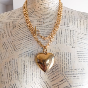 Lange Herz Halskette, Gold Herz Halskette, Herz Statement Halskette, Chunky Kette Herz Halskette, Valentinstag Geschenk Frau, Herz Geschenk Halskette