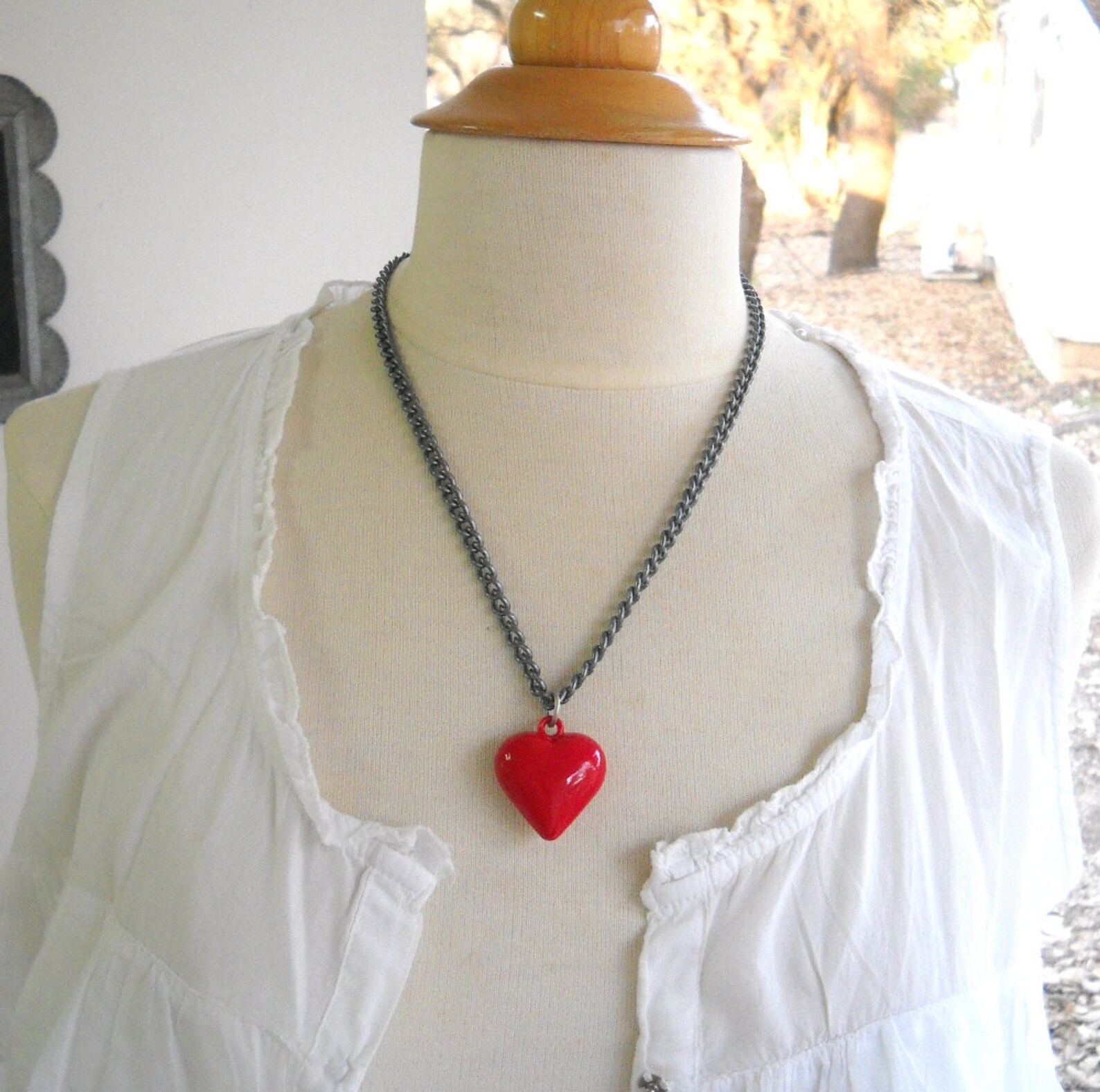 Heart Necklace Red Heart Necklace Large Heart Necklace Etsy