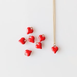 Collar de corazón rojo, collar de corazón delicado, collar con dije de corazón, regalo rojo de San Valentín para ella, collar de corazón romántico, collar de regalo de corazón