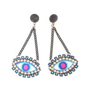 Eye Earrings, Evil Eye Earrings, Turkish Eye Earrings, Statement Earrings, Blue Evil Eye Earrings, Dangle Earrings Drop, Boho Earring Trendy 画像 2
