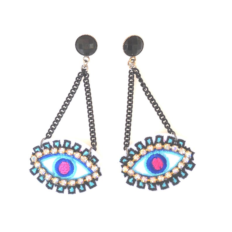 Eye Earrings, Evil Eye Earrings, Turkish Eye Earrings, Statement Earrings, Blue Evil Eye Earrings, Dangle Earrings Drop, Boho Earring Trendy image 2