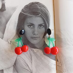 Kirsche Ohrringe, Wunderliche Ohrringe, Kawai Ohrringe, Obst Ohrringe baumeln, Kirsche Schmuck, Spaß Ohrringe für Frauen, Rote Kirsche Geschenk für Sie