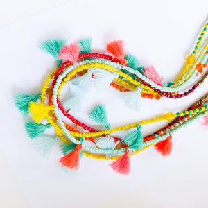 Beaded Tassel Necklace for women, Long Beaded Necklace, Colorful Necklace, Boho Necklace Hippie, Long Tassel Necklace, Long Fringe Necklace image 5