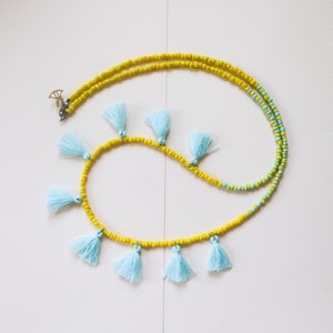 Beaded Tassel Necklace for women, Long Beaded Necklace, Colorful Necklace, Boho Necklace Hippie, Long Tassel Necklace, Long Fringe Necklace image 1