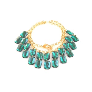 Chandelier Necklace, Emerald Green Necklace, Statement Necklace, Bridal Necklace, Vintage Styled jewelry, Bib Necklace, Retro Necklace