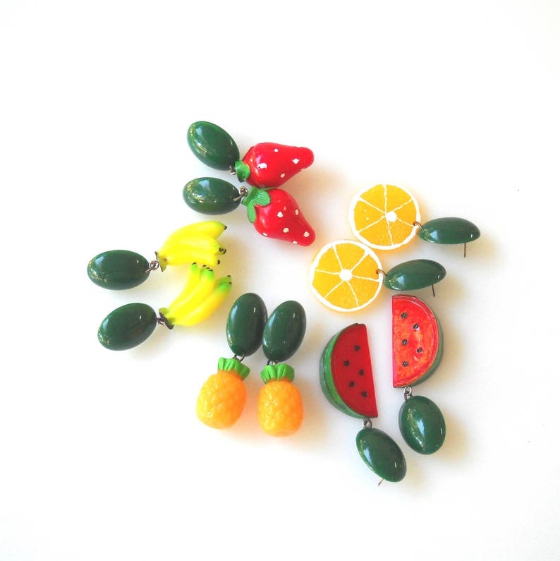 Lemon earrings, Fruit Earrings, Statement Earrings Yellow, Tropical Fruit jewelry, Trendy summer Accessories, Drop Earrings, Whimsical image 3