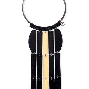 Black White Necklace, Long Necklace Choker, Modern Necklace Geometric, Statement Necklace Black, Oversize Necklace, Acrylic Necklace Bold image 2