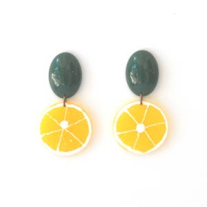 Lemon earrings, Fruit Earrings, Statement Earrings Yellow, Tropical Fruit jewelry, Trendy summer Accessories, Drop Earrings, Whimsical image 7