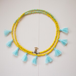 Beaded Tassel Necklace for women, Long Beaded Necklace, Colorful Necklace, Boho Necklace Hippie, Long Tassel Necklace, Long Fringe Necklace image 2