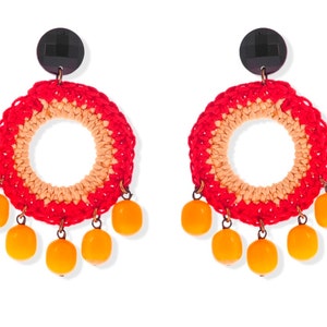 Ethnic Earring, Statement Earrings, Hoop Earrings, Colorful  Earrings, Boho Earrings, Hippie Earrings, Oversize Earrings, Crochet Earrings
