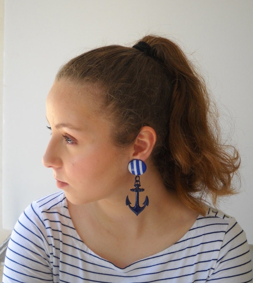 Orecchini Pendenti Con Ancora Blu – Donna E Ragazza, Ipoallergenici, Con Zirconi E Perle, Regalo Nautico