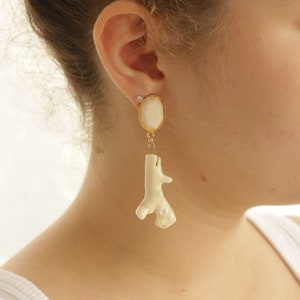 White Coral Earrings, Coral Branch Earrings White, Coral Earrings Studs, , Coral Earrings Statement, Coral Earrings Dangle, Coral Jewelry