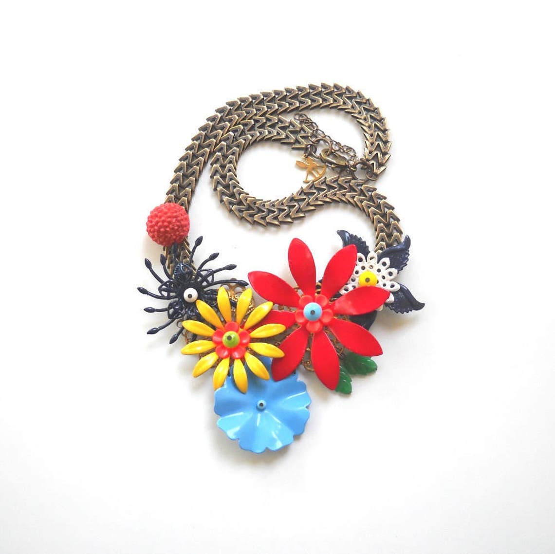 Chunky Statement Necklace Colorful Bold Bib Necklace Unique Etsy