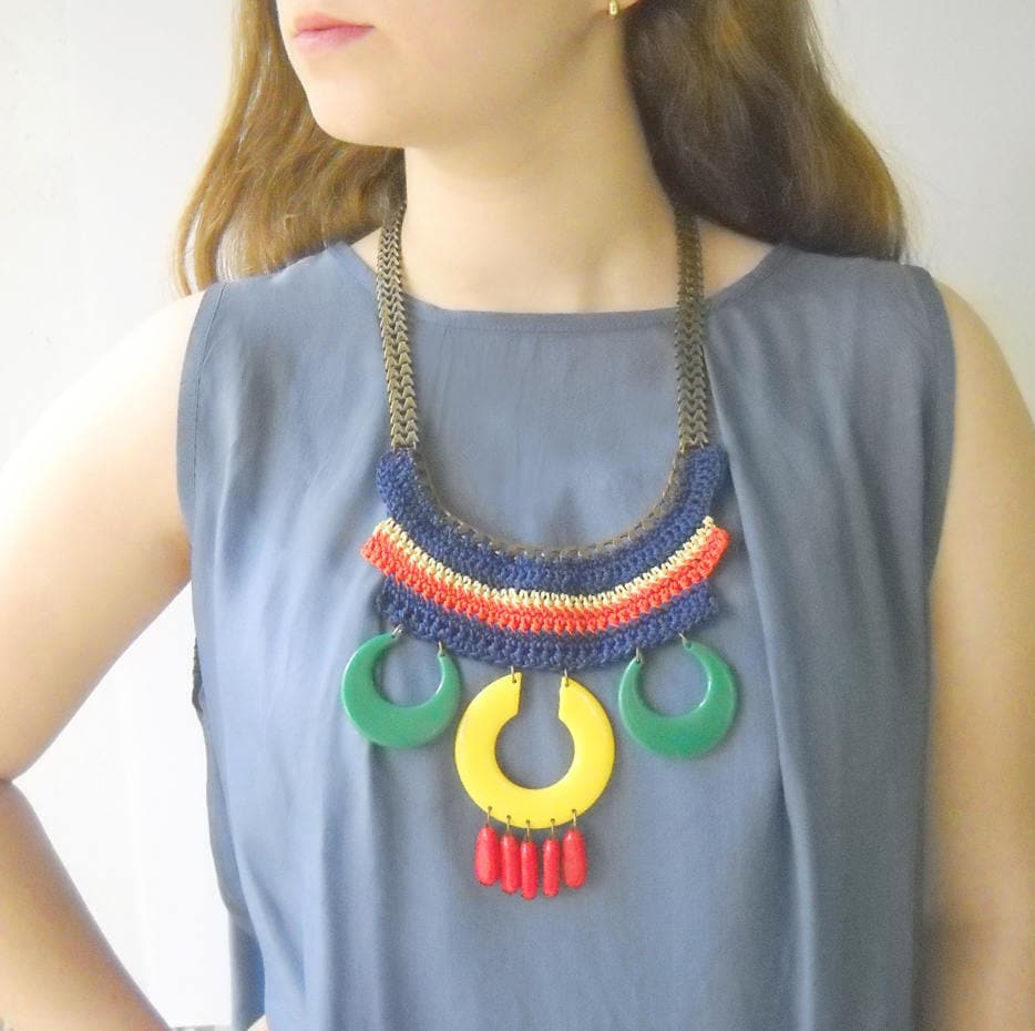 Oversize Statement Necklace Colorful 