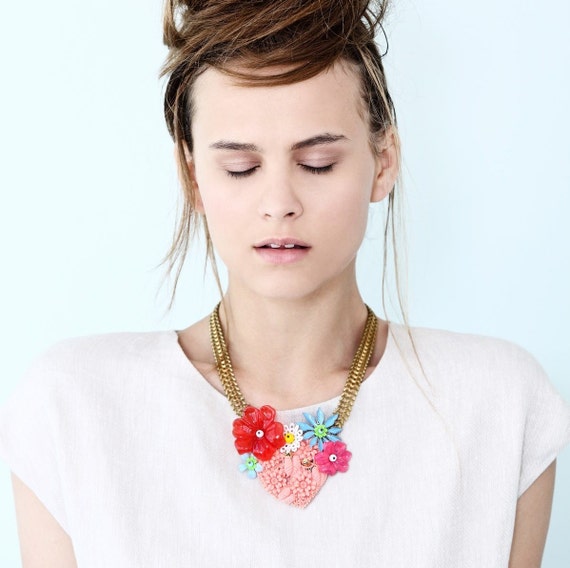 Pastel Flower Statement Necklace