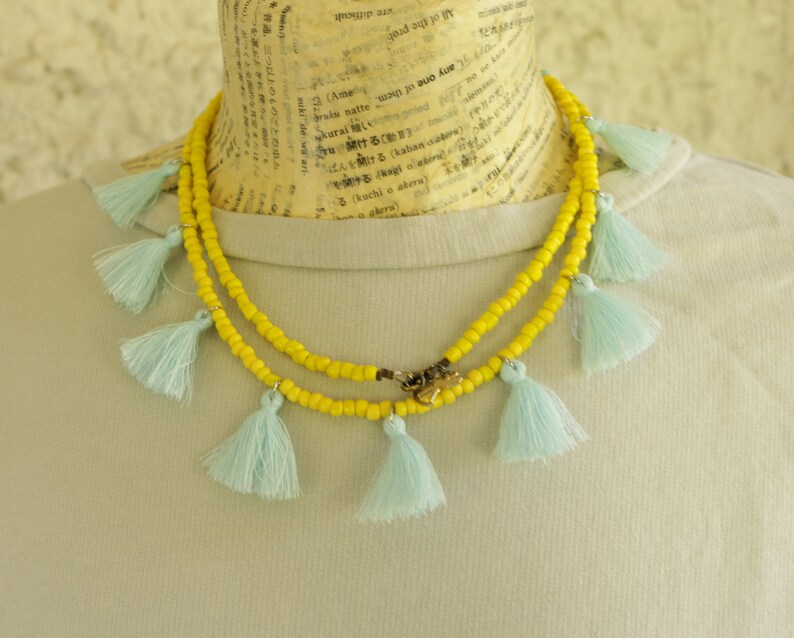 Beaded Tassel Necklace for women, Long Beaded Necklace, Colorful Necklace, Boho Necklace Hippie, Long Tassel Necklace, Long Fringe Necklace image 3