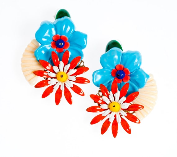 Wholesale INS Fashion Flower Earring Full Crystal Colorful Big Flower  Shaped Earring From m.