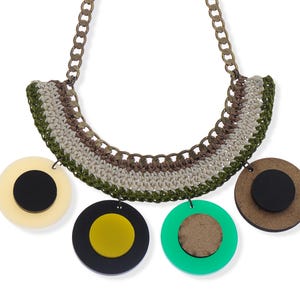 Modern Necklace, Geometric Necklace, Modern Bib Necklace, Statement Necklace Colorful, Unique Necklace for her, Black White Necklace, Chunky