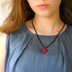 Red Heart Charm necklace, Valentine's Day Gift for Her, Romantic Jewelry love necklace for her, Small Red Heart