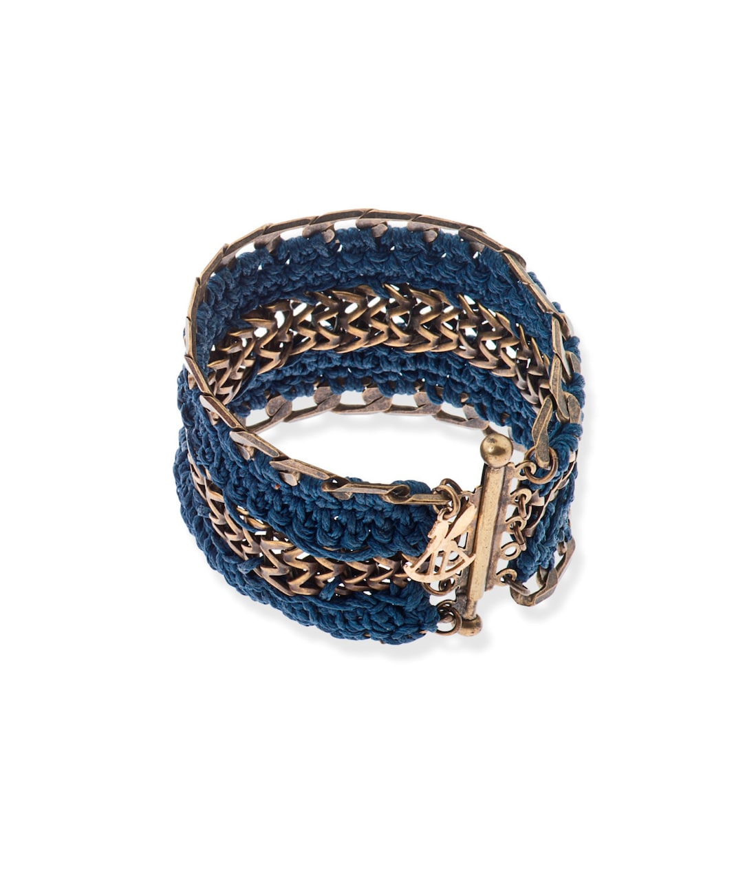 Statement Bracelet Blue, Cuff Bracelet Wide, Ethnic Bracelet Fiber