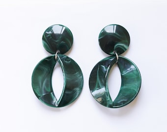 Chunky Link Earring, Large Acetate Earrings, Italian Acrylic Earrings, Oversize Statement Earrings, Retro Style Earring, Drop Lucite Earring