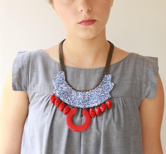 Red Necklace Oversize Necklace Bold 