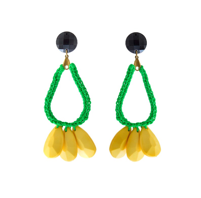 Yellow Earrings Statement Earrings Colorful Drop Earrings Etsy