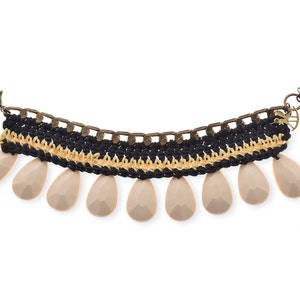 Ethnic Bracelet, Black White, Statement Bracelet Beaded, Boho Bracelet Hippie, Cuff Bracelet Wide, Colorful Bracelet, Woven Bracelet Crochet
