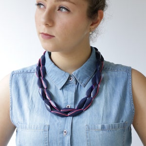 Vintage Beaded Necklace, Layered Bead Necklace, Blue statement necklace, Beaded Double Necklace, Retro Necklace