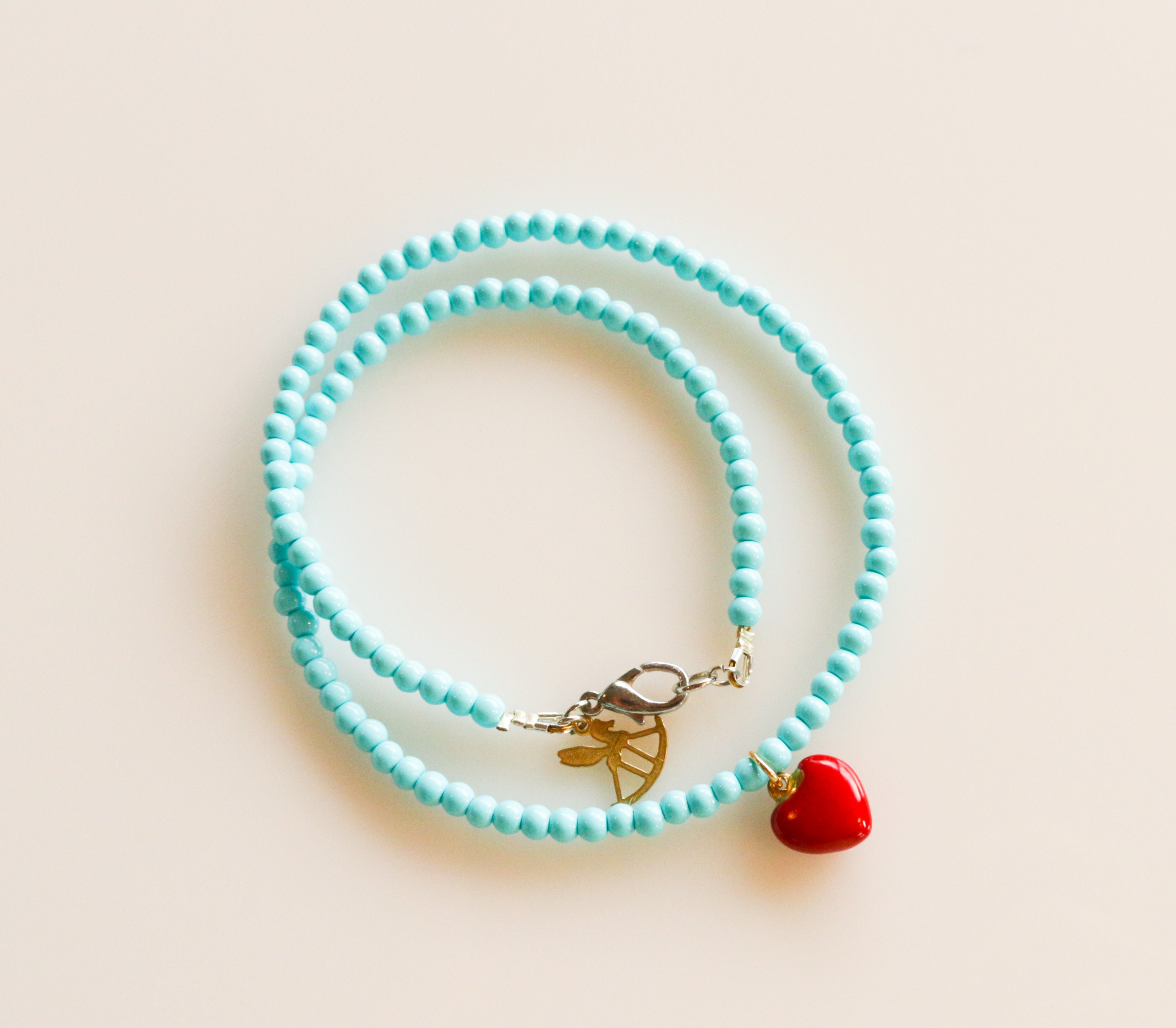 Turquoise Necklace, Red Heart Necklace, Heart Choker, Trendy Dainty Necklace, Heart Charm Necklace, Retro Heart Necklace, Romantic Heart