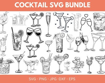 Clipart de coquetéis, imagens de bebidas para casamento (png, svg, jpg, dxf, eps)