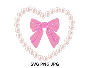 Lazo de perla rosa, cinta retro PNG SVG (descarga digital)