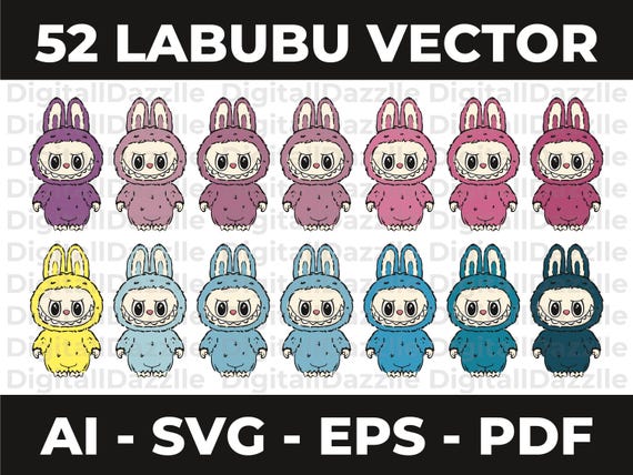 52 Labubu Monster Clipart Designs, Vector Art (Digital Download)