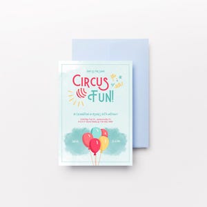 Circus Theme Birthday Party Invitation – Customizable Canva Template, Instant Download