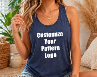 Custom Logo Tank Top, Personalized Racerback Tank Top, Custom Text Tank for Women, Business Logo Shirt, Custom Workout Tank