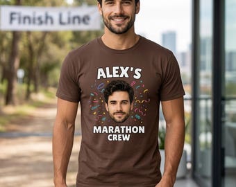 Custom Face Marathon Shirt, Personalized Running Crew Shirt, Marathon Support Squad Tee, Race Day Shirt, Runner Gift