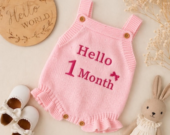 Personalized Baby Girl Romper | Custom Embroidered Name Newborn Jumpsuit | Knitted Cotton Sleeveless Baby Gift | Baby Shower Gift for Girl