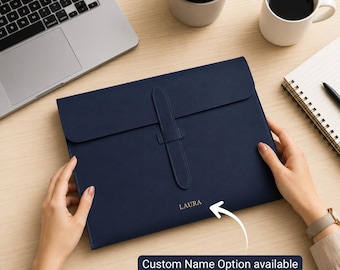 Personalized Leather Portfolio, Custom Name Document Bag, A4 Business Folder, Professional Work Bag, Office Gift