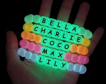 Personalized Pet Collar, Glow in Dark Dog Collar, Custom Name Pet Collar, Beaded Cat Collar, Puppy Gift