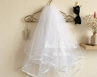 Bride To Be Veil Personalised | Future Mrs Veil | Hen Party Bachelorette Accessory | Bridal Shower Gift | Custom Name Wedding Veil White